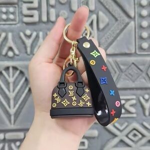 Brown & Black Silicone Monogrammed Luxury Handbag Keychain Handbag Purse Charm